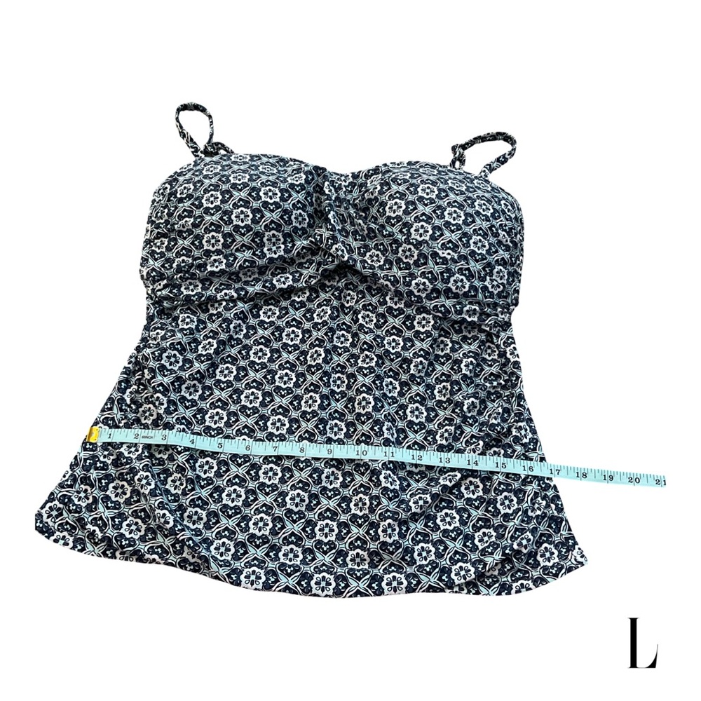 Kona Sol Navy and White Floral Tankini Top - Picture 4 of 5